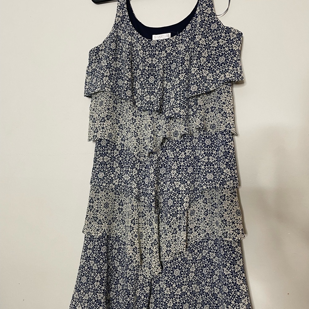 Robbie Bee Navy Chiffon Tiered Mini Dress - Picture 4 of 9